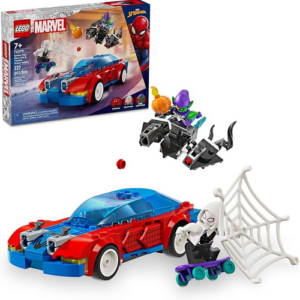 La voiture de course de Spider-Man contre le Bouffon Vert venomisé lego 76279