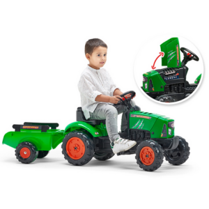 Tracteur à pédales avec capot ouvrant & remorque Falk Toys