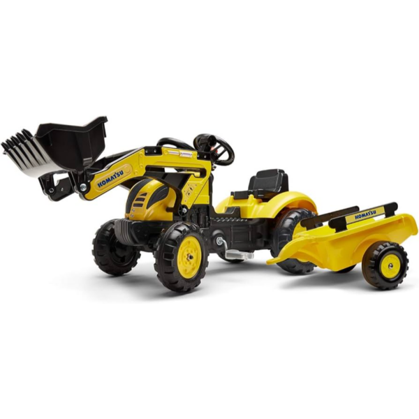 Tractopelle à pédales Komatsu avec remorque Falk Toys